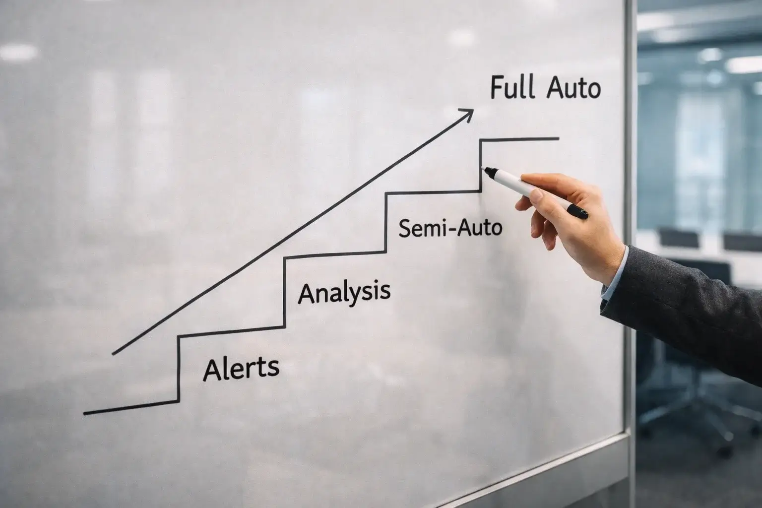 Verschiedene Stufen der Wett-Automatisierung von Alerts bis zu vollautomatischen Systemen