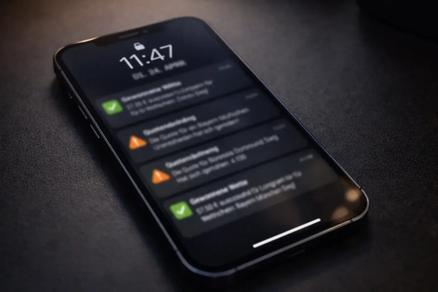 Smartphone-Bildschirm zeigt Push-Benachrichtigungen über Wettergebnisse und Quotenänderungen