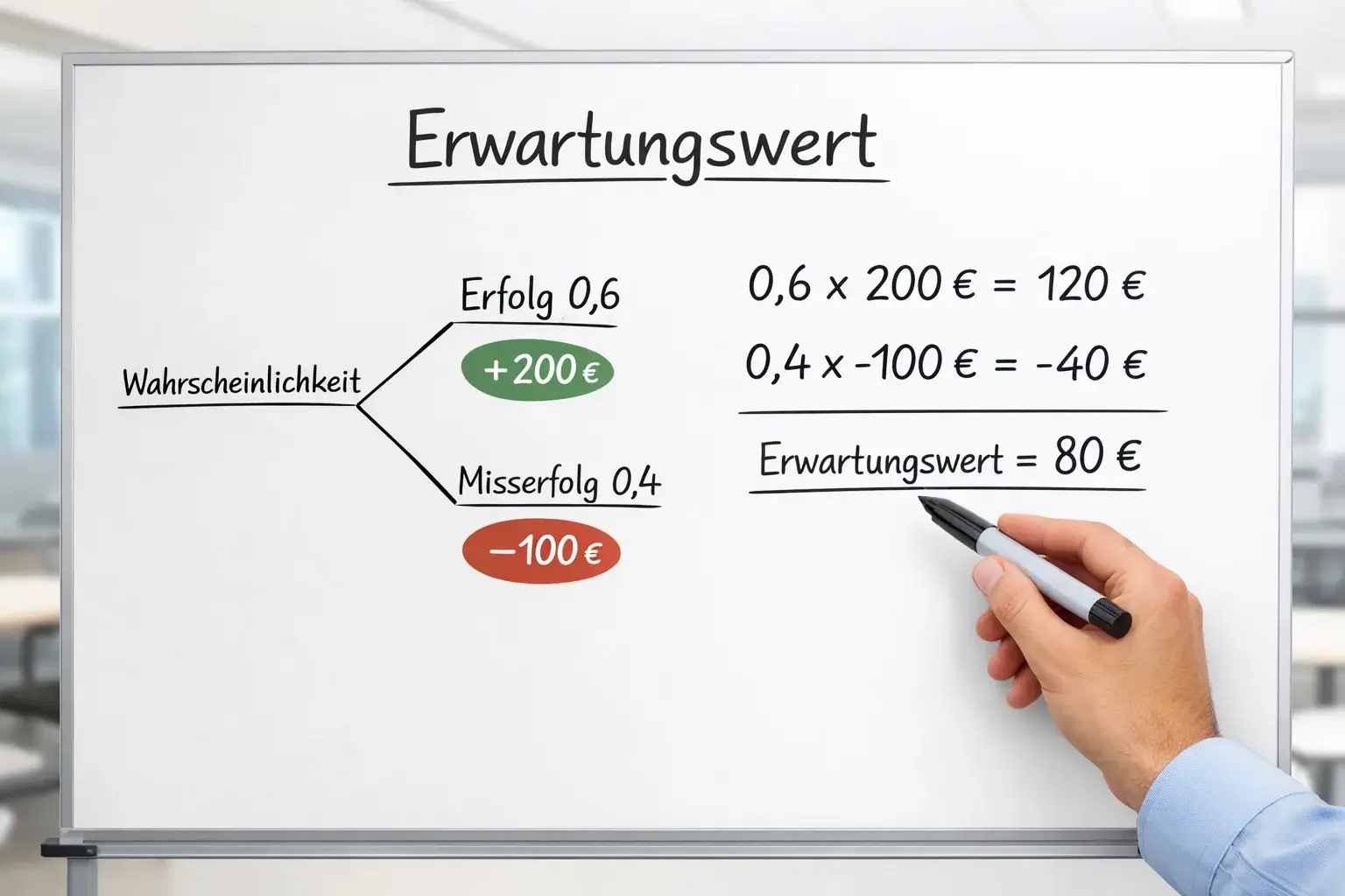 Darstellung des Expected Value Konzepts mit Wahrscheinlichkeiten und Quoten
