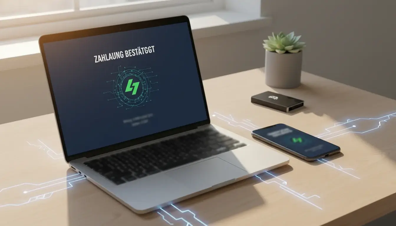 Moderne Technologie-Visualisierung mit Lightning Network und schnellen Bitcoin-Transaktionen